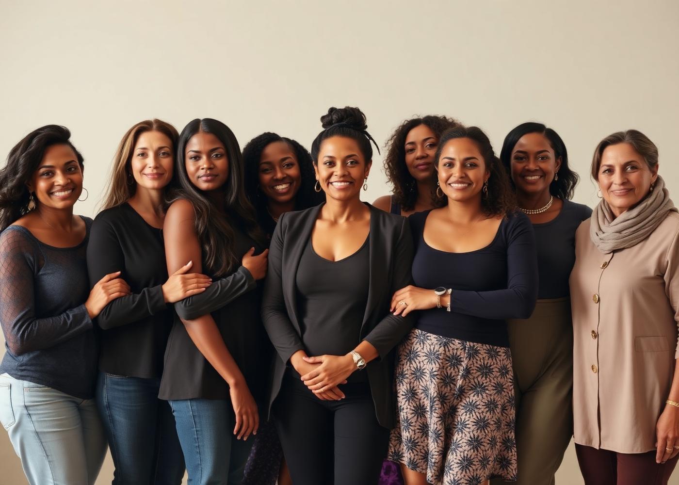 A diverse circle of women standing together in solidarity